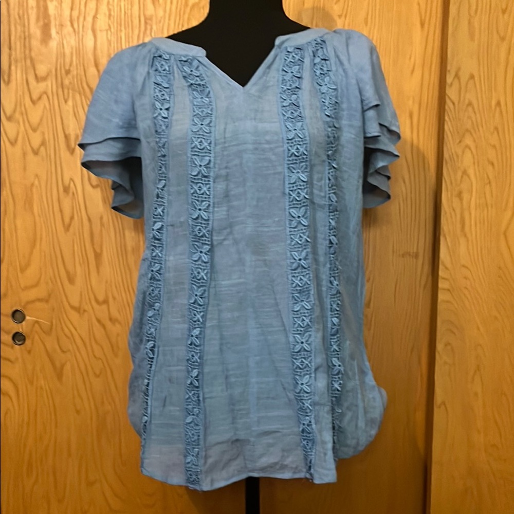 🎉SALE🎉$15 or 3 for $30🎉Blue Lace Detail Women's Top